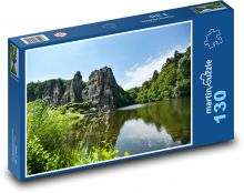 Jazero, skala, les Puzzle 130 dielikov - 28,7 x 20 cm