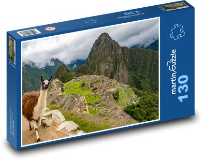 Peru - Machu Picchu, lama - Puzzle 130 dílků, rozměr 28,7x20 cm