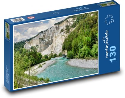 Švýcarsko - příroda, voda, hory - Puzzle 130 dílků, rozměr 28,7x20 cm