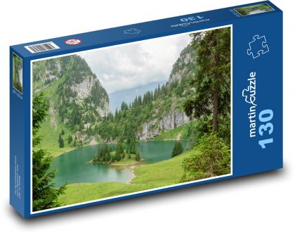 Horské jezero - Alpy - Puzzle 130 dílků, rozměr 28,7x20 cm