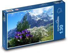 Květiny - hory, Alpy Puzzle 130 dílků - 28,7 x 20 cm