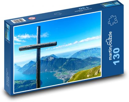 Alpy - Vrcholový kříž - Puzzle 130 dílků, rozměr 28,7x20 cm