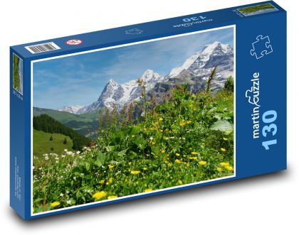 Příroda - květiny, hory - Puzzle 130 dílků, rozměr 28,7x20 cm