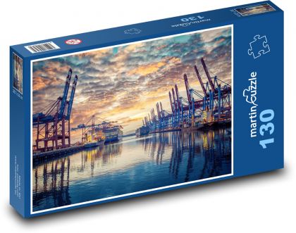 Přístav - Kontejnerové jeřáby - Puzzle 130 dílků, rozměr 28,7x20 cm