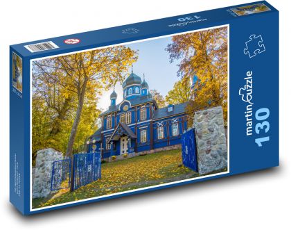 Prvoslavný kostel - církev, náboženství - Puzzle 130 dílků, rozměr 28,7x20 cm