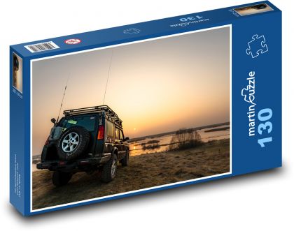 Biebrza - Auto am Fluss, Sonnenuntergang - Puzzle - 130 Teile