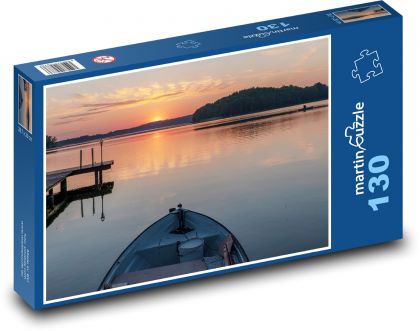 Jezioro - zmierzch nad wodą, zachód słońca - Puzzle 130 elementów, rozmiar 28,7x20 cm