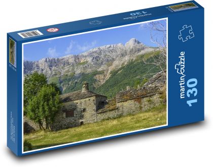 Old house - landscape, mountains - Puzzle 130 pieces, size 28.7x20 cm 