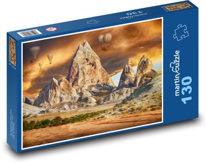 Hory - krajina, západ slnka - Puzzle 130 dielikov, rozmer 28,7x20 cm 