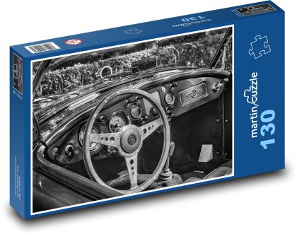 Retro auto - MG, volant - Puzzle 130 dielikov, rozmer 28,7x20 cm 