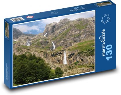 Krajina - horolezectví, vodopády - Puzzle 130 dílků, rozměr 28,7x20 cm