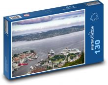 Bergen - výletné lode, prístav Puzzle 130 dielikov - 28,7 x 20 cm