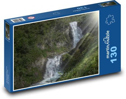 Vodopády - svetlo, krajina - Puzzle 130 dielikov, rozmer 28,7x20 cm 