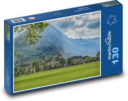 Interlaken - Švýcarsko, louka - Puzzle 130 dílků, rozměr 28,7x20 cm