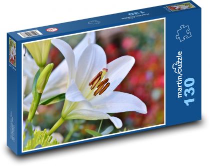 White lily - flower, garden - Puzzle 130 pieces, size 28.7x20 cm 