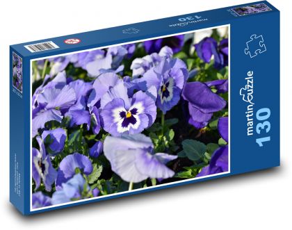 Modrá maceška - květy, fialová rostlina  - Puzzle 130 dílků, rozměr 28,7x20 cm
