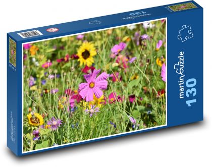 Květinová louka - luční kvítí, květy - Puzzle 130 dílků, rozměr 28,7x20 cm