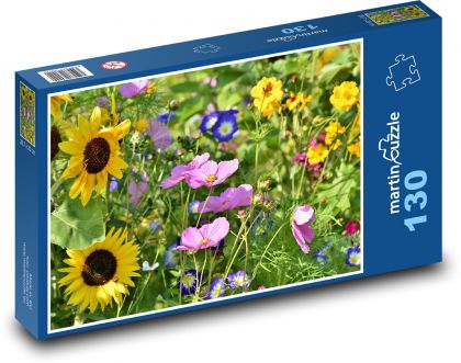 Divoké květiny - louka, zahrada - Puzzle 130 dílků, rozměr 28,7x20 cm