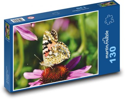 Babočka bodláková - motýl, hmyz - Puzzle 130 dílků, rozměr 28,7x20 cm