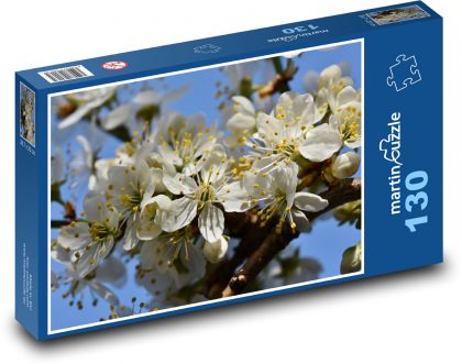 Švestkové květy - kvetoucí větev, švestka - Puzzle 130 dílků, rozměr 28,7x20 cm