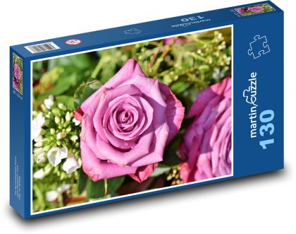 Růžový květ - růže, rostlina - Puzzle 130 dílků, rozměr 28,7x20 cm