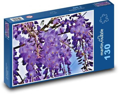Vistária - fialová rastlina, kvet - Puzzle 130 dielikov, rozmer 28,7x20 cm 