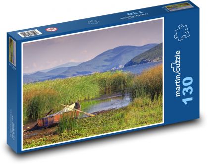Loď - jezero, rákos - puzzle 130 dílků