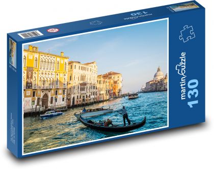 Itálie - Benátky, lodě - Puzzle 130 dílků, rozměr 28,7x20 cm