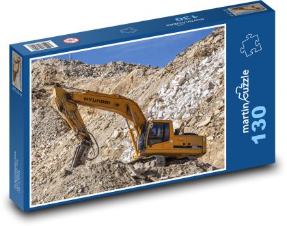 Working machine - excavator - Puzzle 130 pieces, size 28.7x20 cm 
