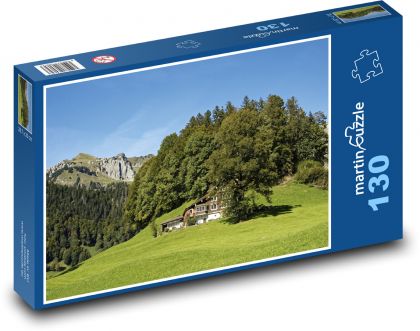 Švýcarsko - Alpy, krajina, příroda - Puzzle 130 dílků, rozměr 28,7x20 cm