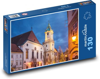 Noc Bratysława - Słowacja, miasto - Puzzle 130 elementów, rozmiar 28,7x20 cm