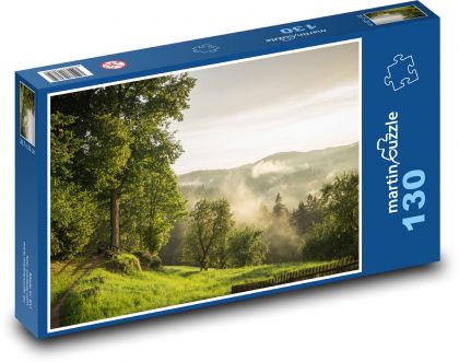 Dolní Rakousy - les v mlze, příroda - Puzzle 130 dílků, rozměr 28,7x20 cm