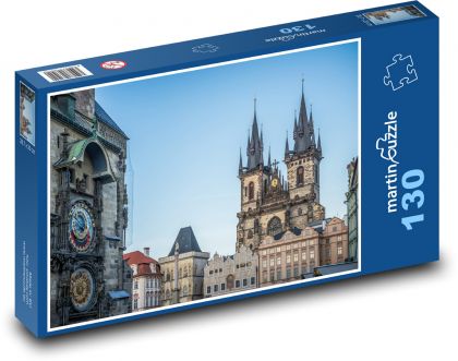 Praha - Orloj, Česká republika - Puzzle 130 dílků, rozměr 28,7x20 cm
