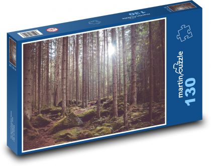 Las czeski - drzewa, świerki - Puzzle 130 elementów, rozmiar 28,7x20 cm