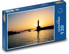 Maják - západ slunce, přístav Puzzle 130 dílků - 28,7 x 20 cm