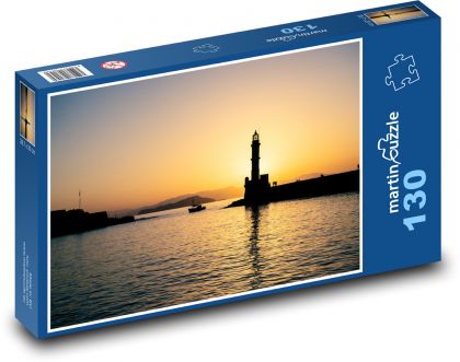 Maják - západ slunce, přístav - Puzzle 130 dílků, rozměr 28,7x20 cm