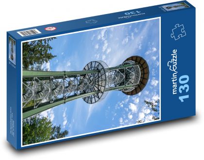 Vyhliadková veža - konštrukcia, stavba - Puzzle 130 dielikov, rozmer 28,7x20 cm 