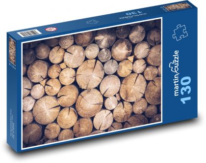 Kmene stromov - palivové drevo, hromada - Puzzle 130 dielikov, rozmer 28,7x20 cm 