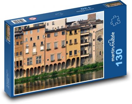 Florencie - Itálie, budovy u řeky - Puzzle 130 dílků, rozměr 28,7x20 cm
