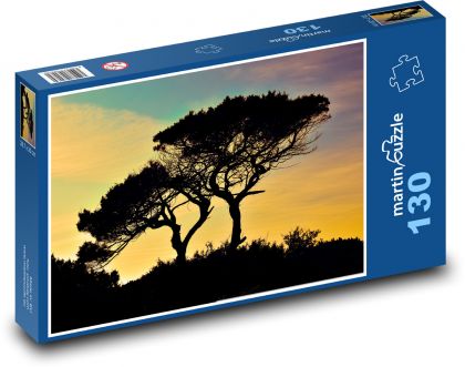 Západ slnka - stromy, konáre - Puzzle 130 dielikov, rozmer 28,7x20 cm 