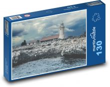 Maják - pobřeží, skály Puzzle 130 dílků - 28,7 x 20 cm