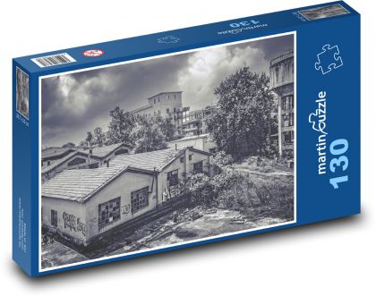 Stare budynki - opuszczone budynki, graffiti - Puzzle 130 elementów, rozmiar 28,7x20 cm