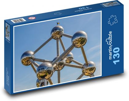 Atomium - Brusel, Belgie - Puzzle 130 dílků, rozměr 28,7x20 cm