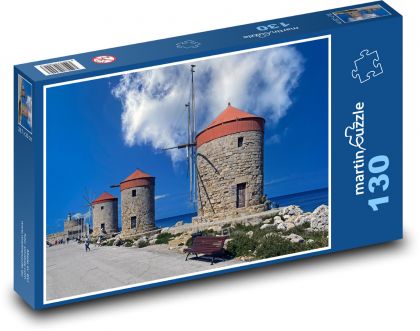 Windmills - architecture, sea - Puzzle 130 pieces, size 28.7x20 cm 