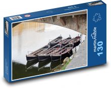 Řeka Arno - lodě, most Puzzle 130 dílků - 28,7 x 20 cm