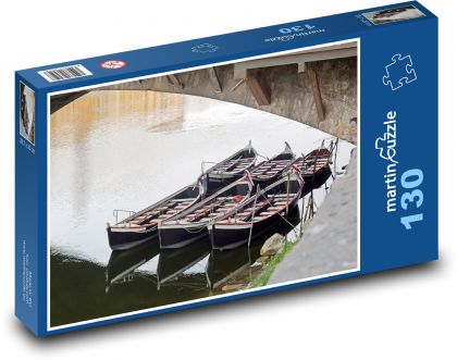 Řeka Arno - lodě, most - Puzzle 130 dílků, rozměr 28,7x20 cm