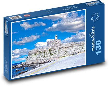Věž - maják, opevnění - puzzle 130 dílků