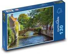 Belgicko - kanál, most Puzzle 130 dielikov - 28,7 x 20 cm