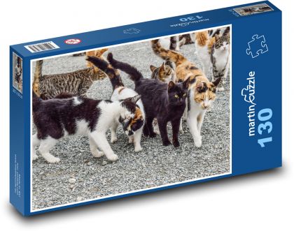 Divoké kočky - zvířata, spolu - Puzzle 130 dílků, rozměr 28,7x20 cm