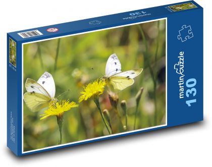 Motýli - opýlení, květiny - puzzle 130 dílků